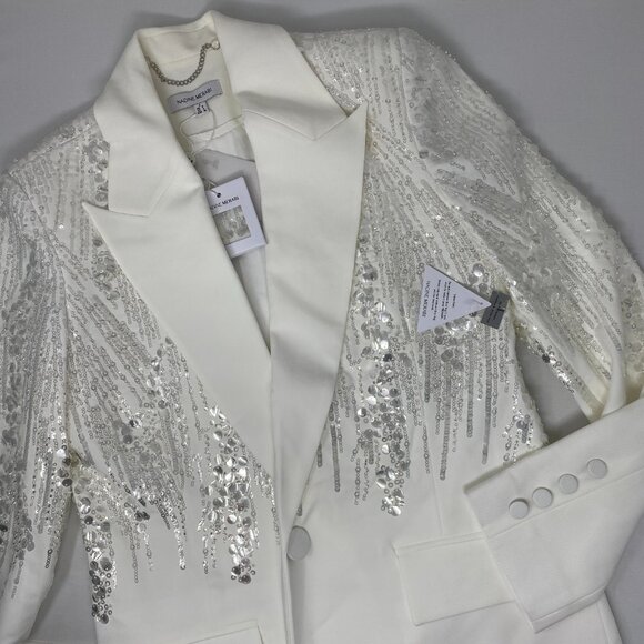 Nadine Marabi Lucille White Sequin Blazer Small NWT $495 - Picture 5 of 9